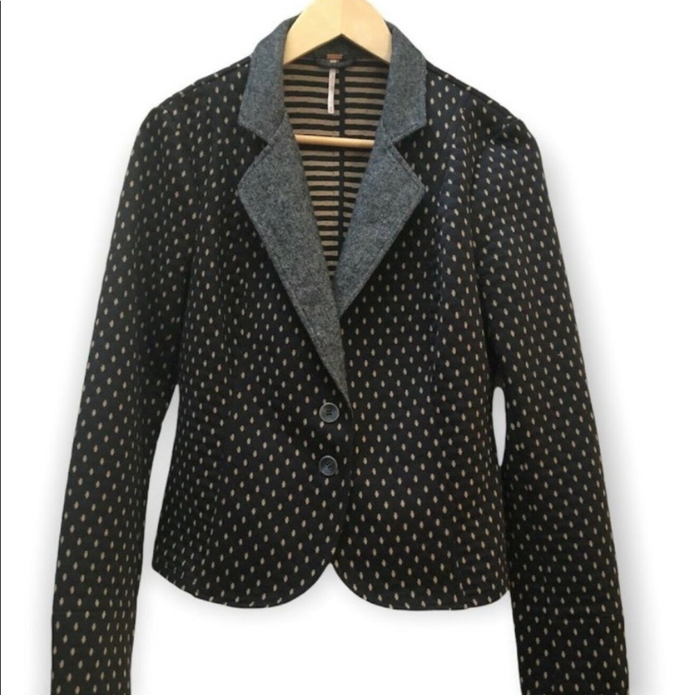 Free People Diamond Polka Blazer